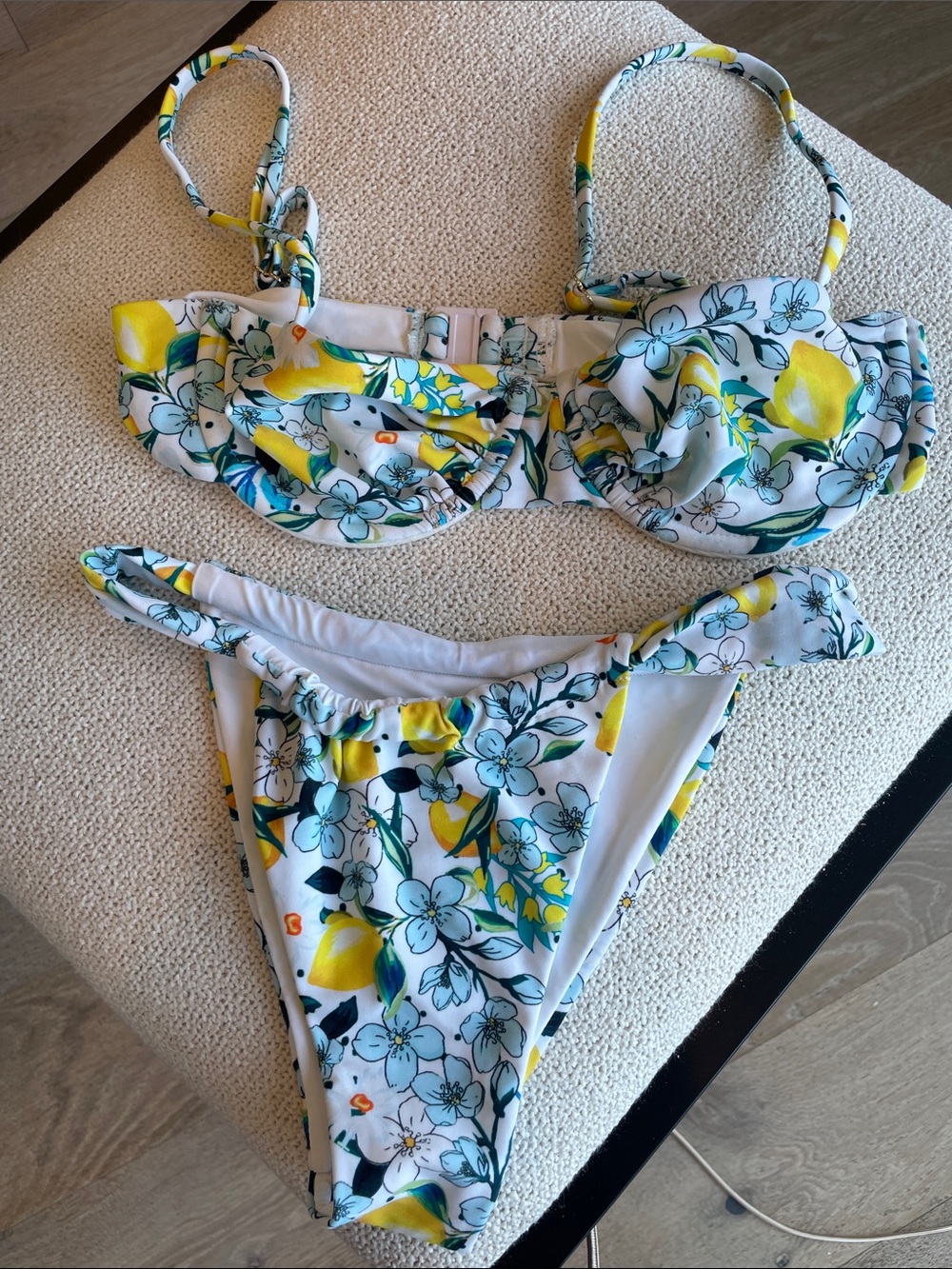 Blackbough White Floral Bikini with Yellow and Teal Accents # B4